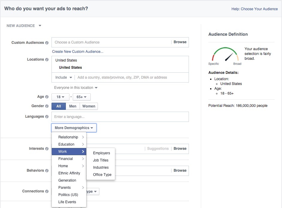Facebook Ads Manager - Segmentation