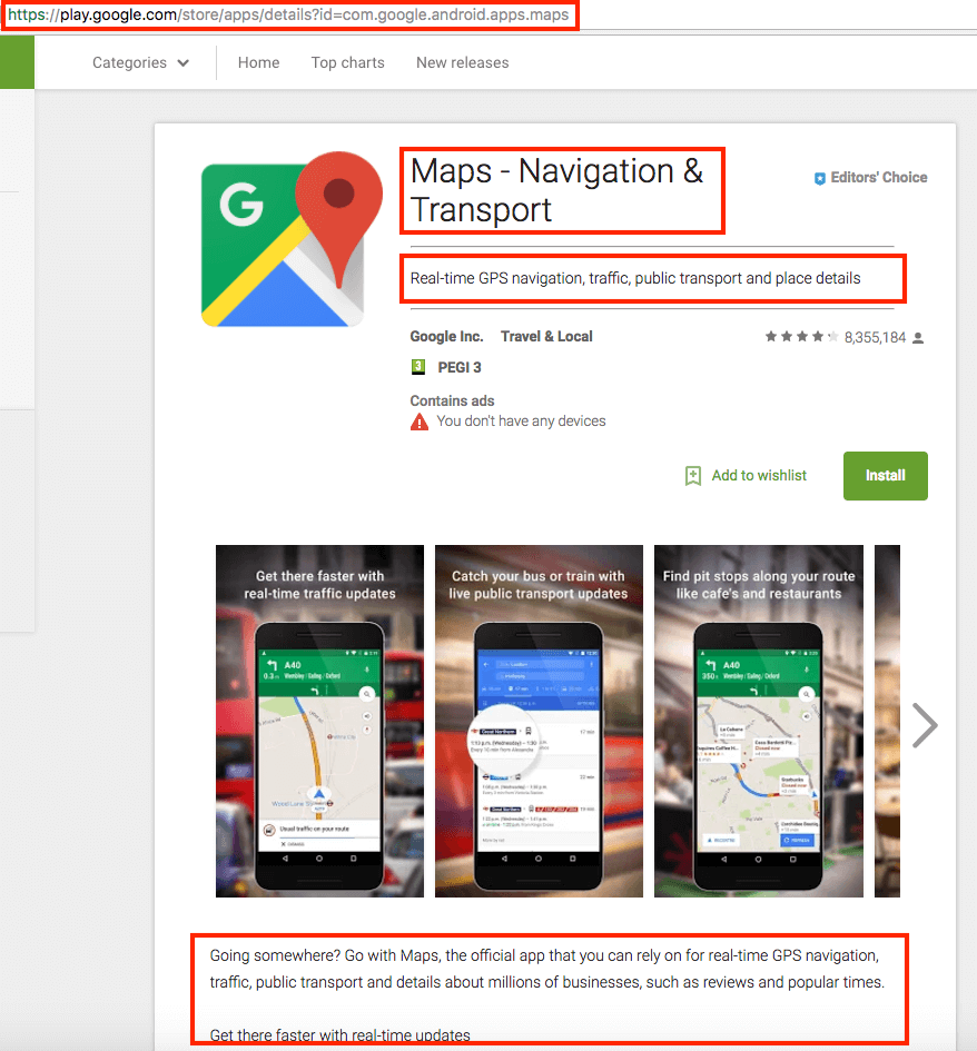 Danh sách ứng dụng bản đồ Google Play