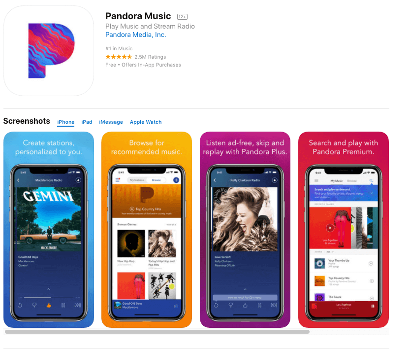 Pandora Music App Screenshots